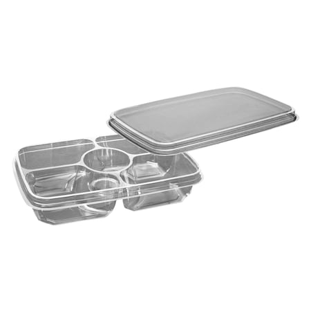 D & W Fine Pack D & W Fine Pack 4 Cell With Center Dip Cup Platter, PK100 1141